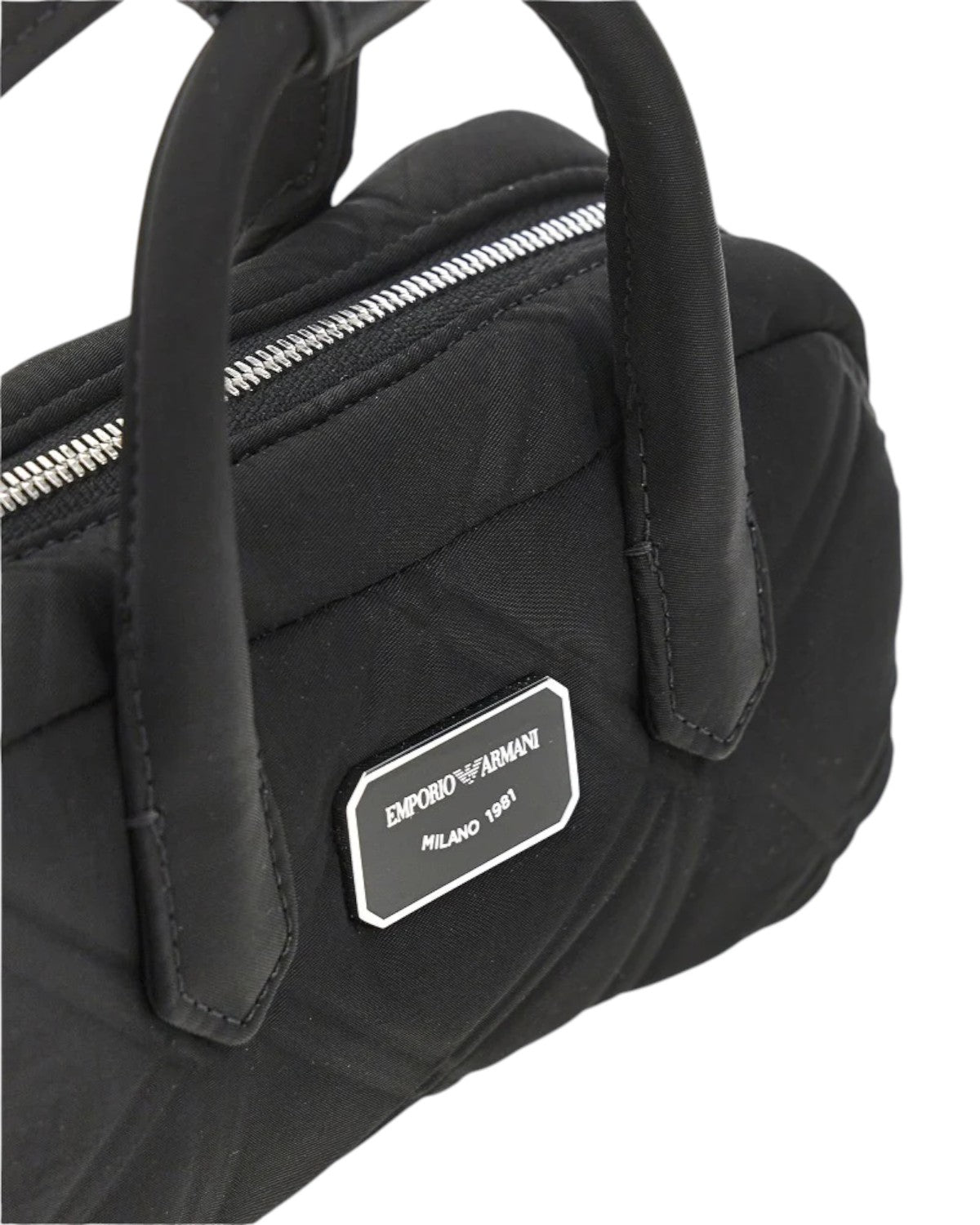 Mini sac bauletto pour femme en nylon matelassé avec bandoulière en cuir