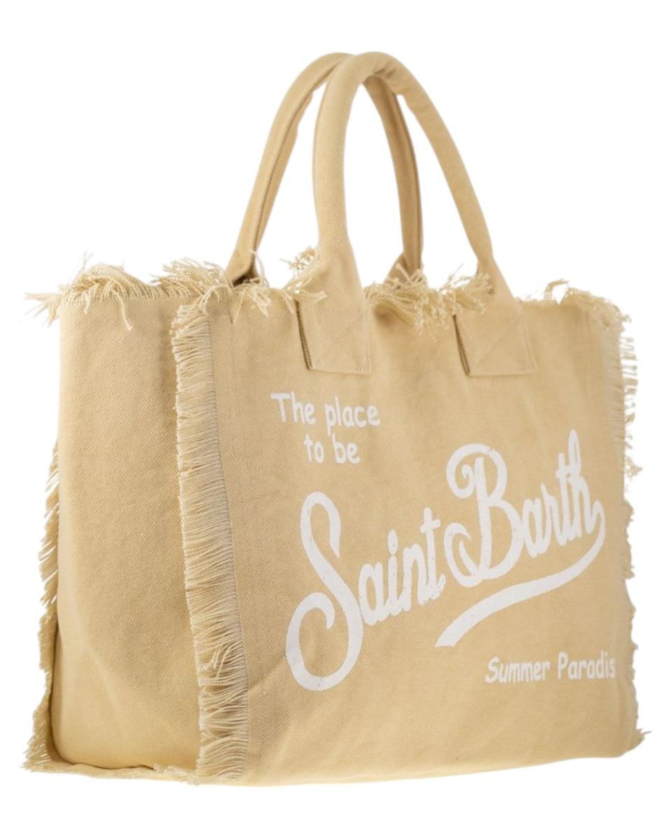 Borsa a Spalla Vanity in Canvas beige con Frange-Mc2 Saint Barth-Borse a mano-Vittorio Citro Boutique