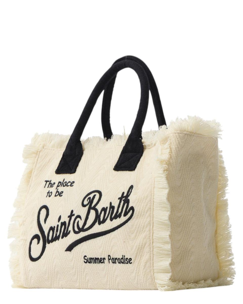 Borsa Shopper Vanity Sponge Bianco Sporco con Logo Ricamato-Mc2 Saint Barth-Borse a spalla-Vittorio Citro Boutique