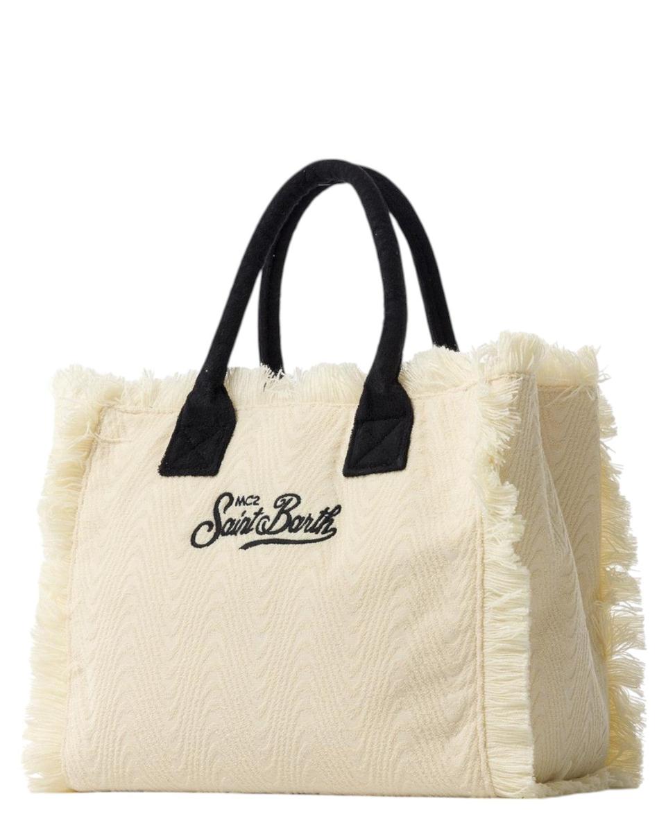 Borsa Shopper Vanity Sponge Bianco Sporco con Logo Ricamato-Mc2 Saint Barth-Borse a spalla-Vittorio Citro Boutique