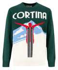 Maglia Girocollo Verde con Stampa Jacquard Cartolina Cortina-Mc2 Saint Barth-Maglieria-Vittorio Citro Boutique