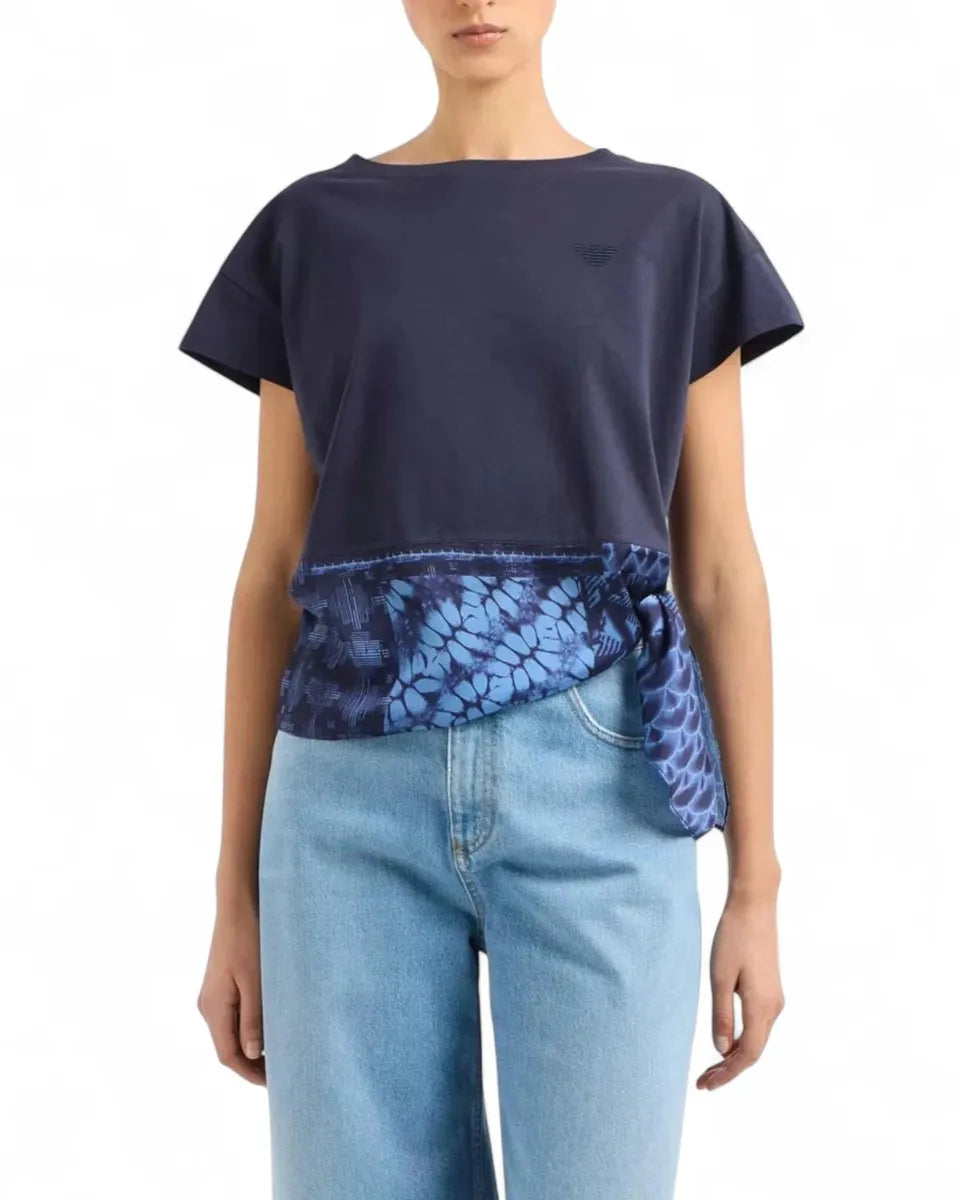 T-shirt con Nodo in Jersey di Cotone-T-shirt-Emporio Armani-Vittorio Citro Boutique