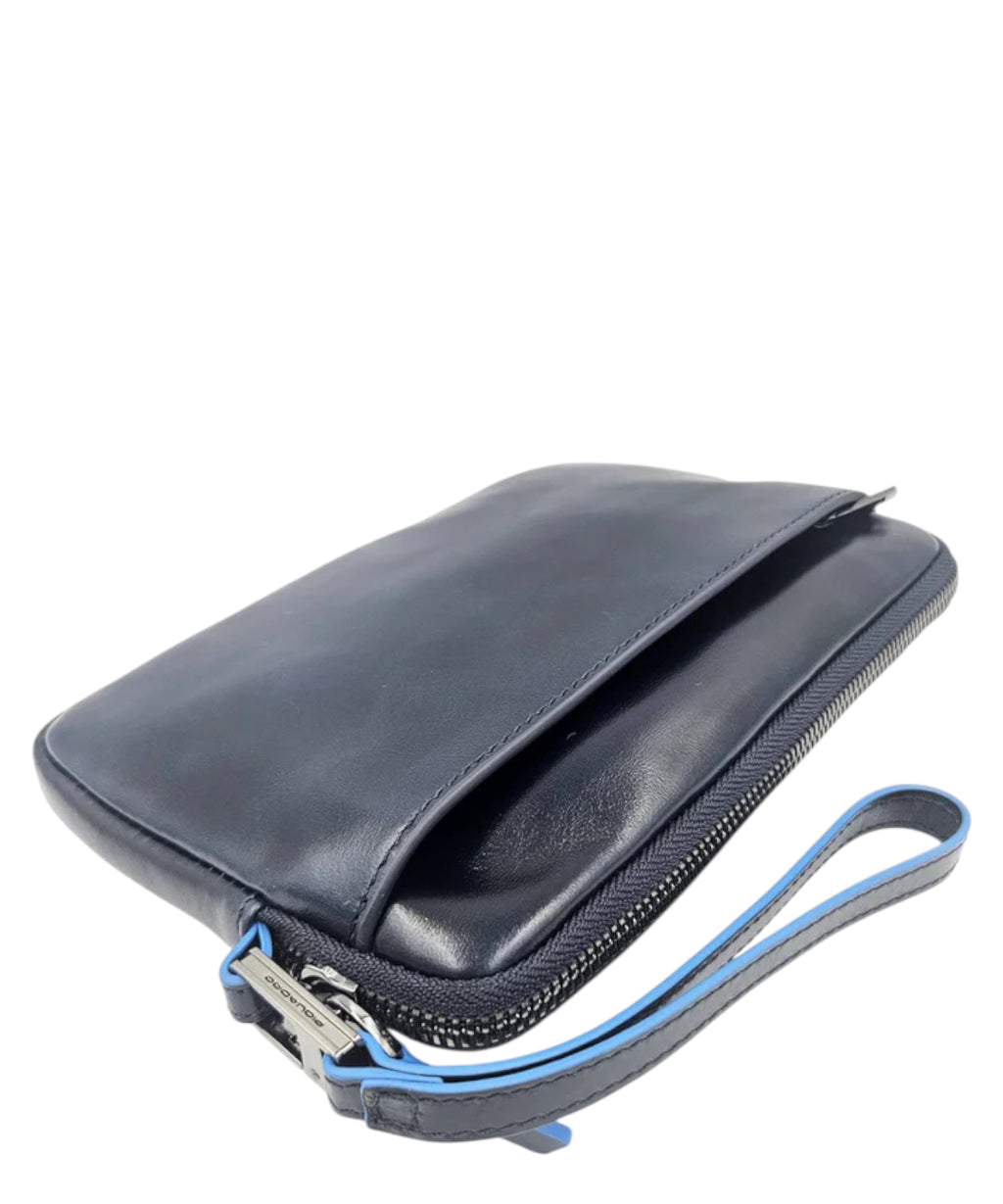 Piquadro Pochette Blue Square en cuir