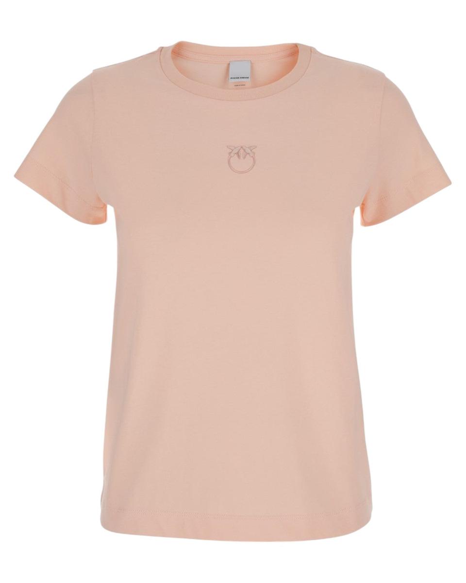 T-shirt in Cotone Old Wash con Logo Love Birds Ricamato-Pinko-T-shirt-Vittorio Citro Boutique