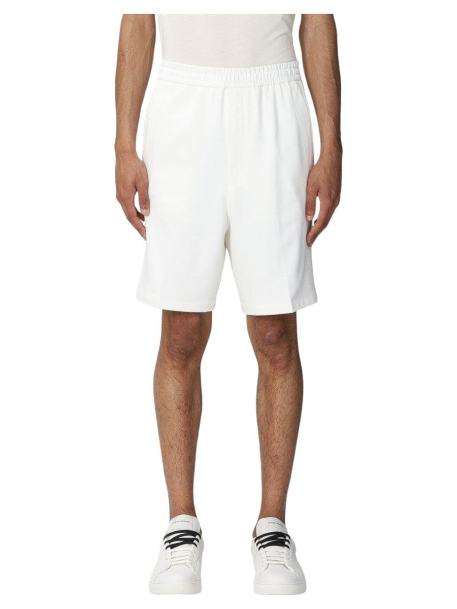 Pantaloncini Sportivi Bianchi con Logo-Emporio Armani-Shorts-Vittorio Citro Boutique