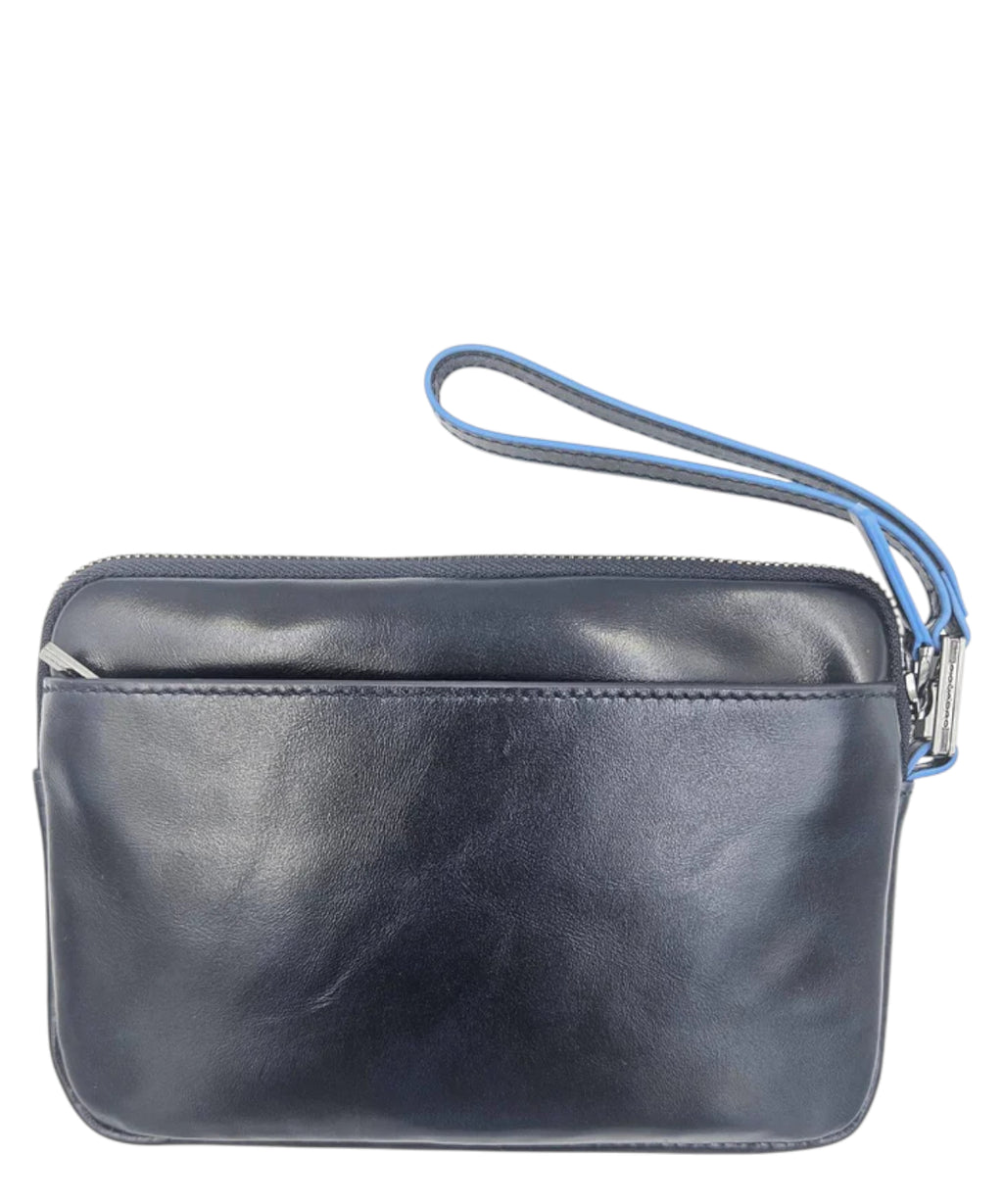 Piquadro Pochette Blue Square en cuir