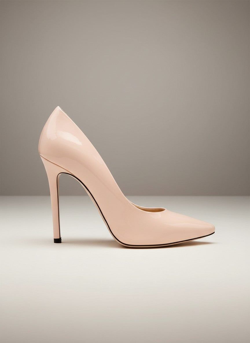 Escarpins à talon en vernis nude