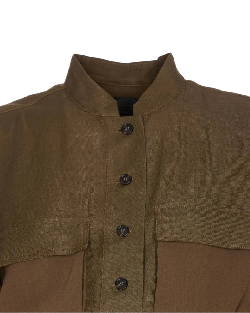 Abito corto chemisier in lino e viscosa con tasche e maniche georgette-Pinko-Abiti-Vittorio Citro Boutique