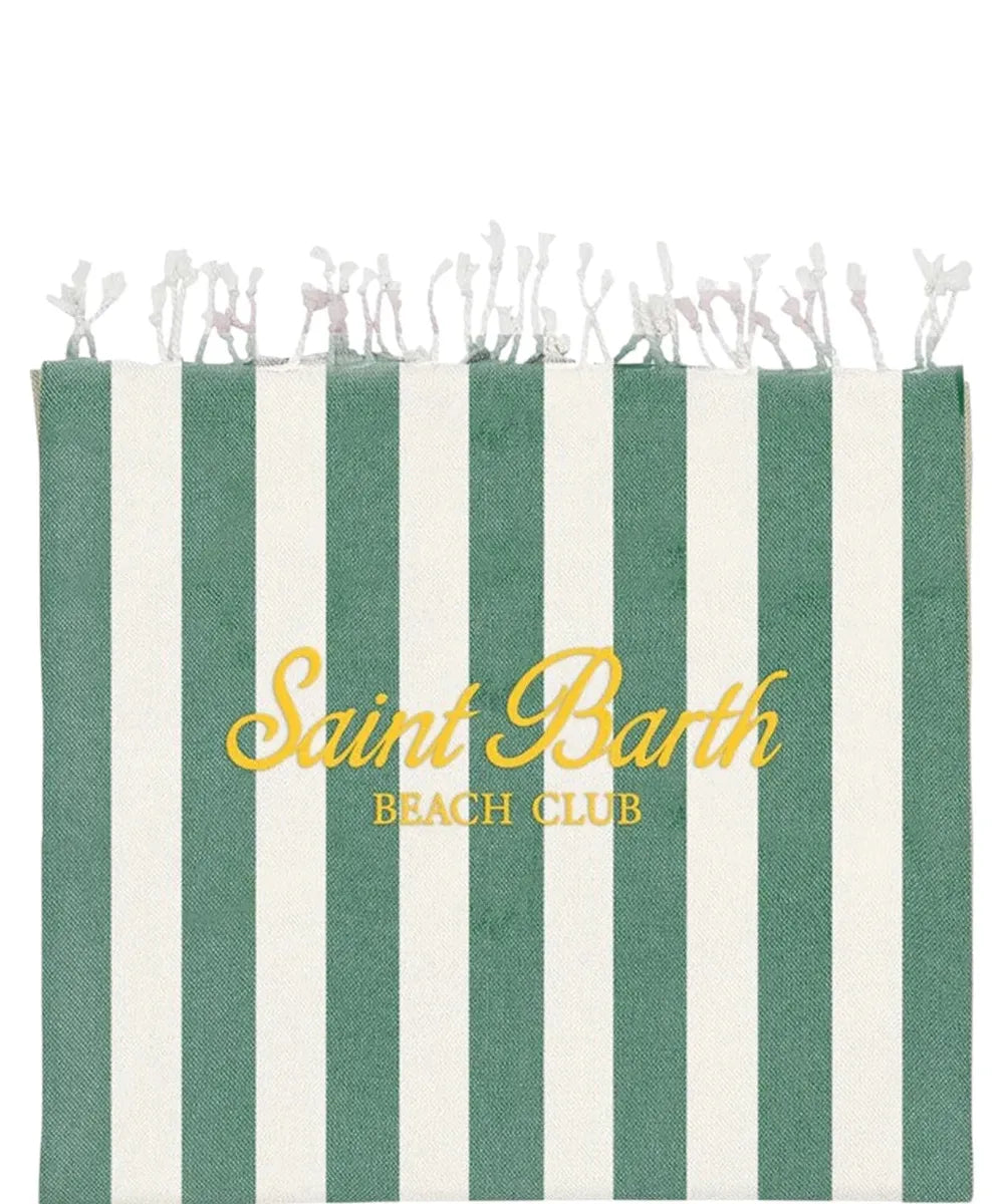 Telo Mare Fouta in Cotone Leggero con Righe e Ricamo St. Barth-Accessori mare-Mc2 Saint Barth-Vittorio Citro Boutique