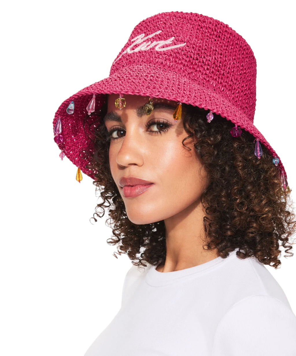Chapeau en raphia Kurt Geiger London femme avec cristaux