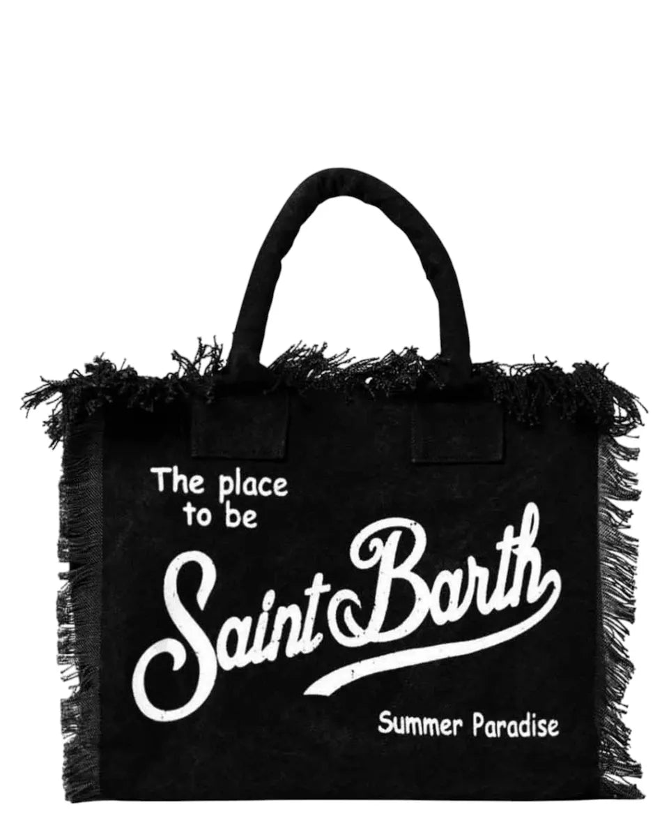 Borsa tote Vanity in cotone tinta unita con frange-Borse a mano-Mc2 Saint Barth-Vittorio Citro Boutique
