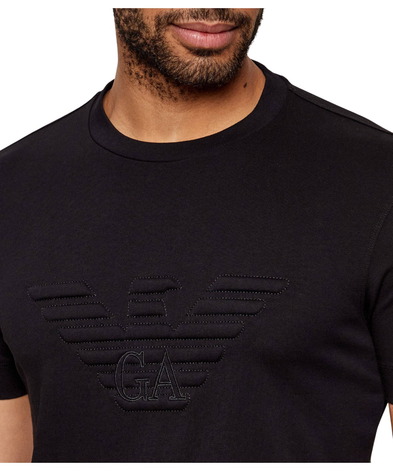 Emporio Armani T-shirt Uomo Fit in Cotone con Logo in Rilievo