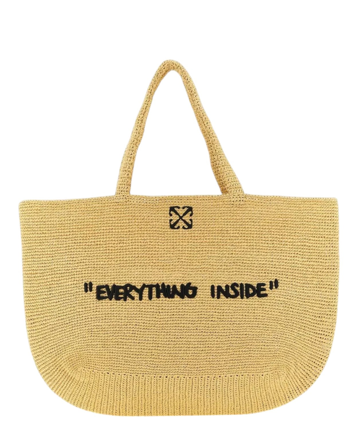 Off-White Jitney Beach Bag en raphia tressé avec phrase en relief