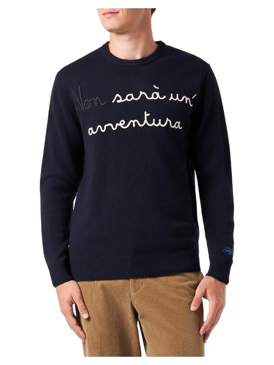 Maglia girocollo con ricamo Non sarà un'avventura | EDIZIONE SPECIALE DI NIKI DJ-Mc2 Saint Barth-Maglieria-Vittorio Citro Boutique