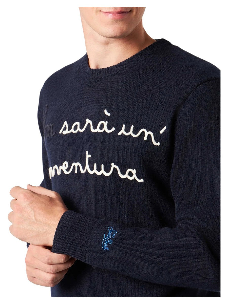 Maglia girocollo con ricamo Non sarà un'avventura | EDIZIONE SPECIALE DI NIKI DJ-Mc2 Saint Barth-Maglieria-Vittorio Citro Boutique