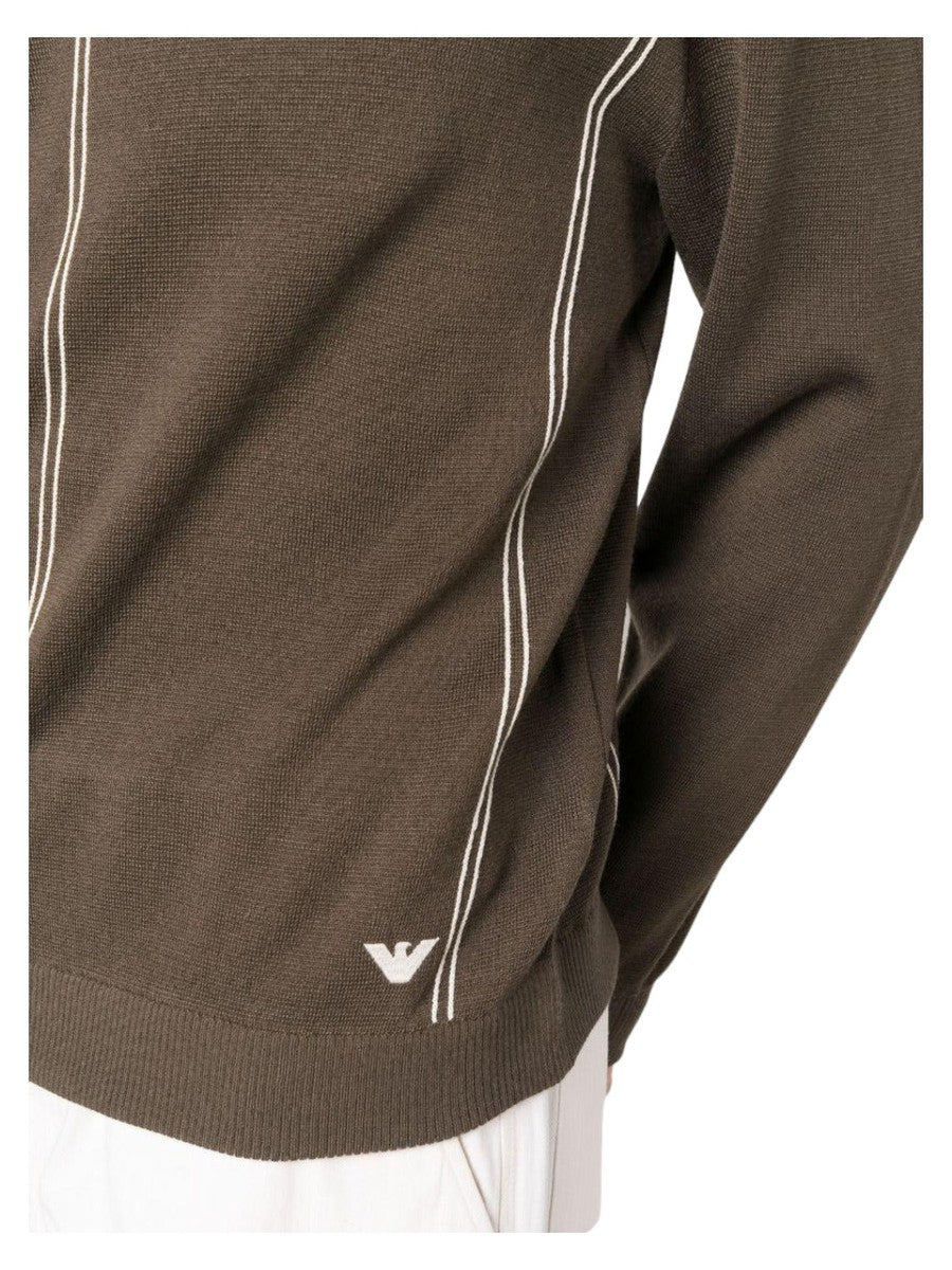 Maglione in misto lana vergine punto stoffa con righe jacquard effetto cordino-Emporio Armani-Maglieria-Vittorio Citro Boutique