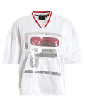 T-shirt Fila Miu Crimped Bianca con Maxi Logo in Paillettes-T-shirt-Fila-Vittorio Citro Boutique