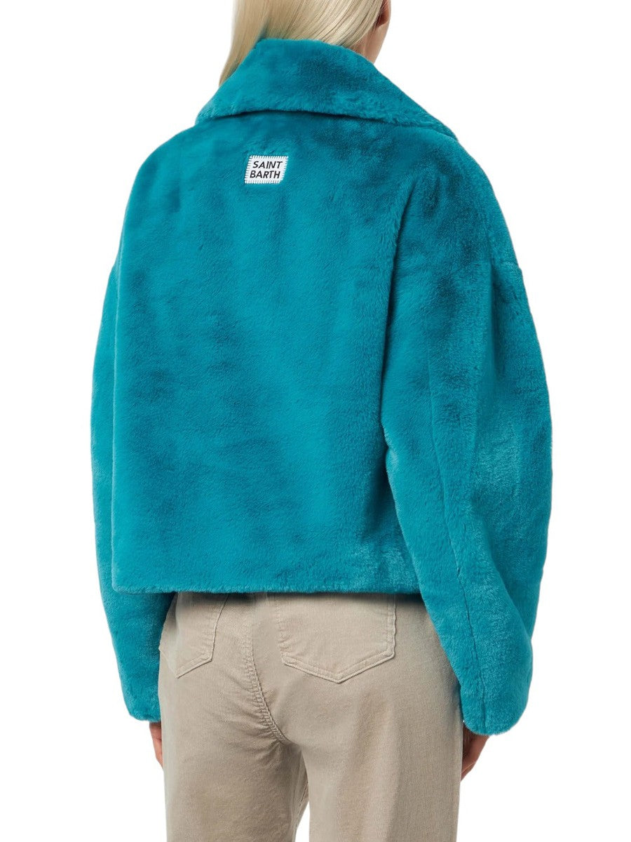 Giacca corta pelosa color verde acqua-Mc2 Saint Barth-Pellicce e shearling-Vittorio Citro Boutique