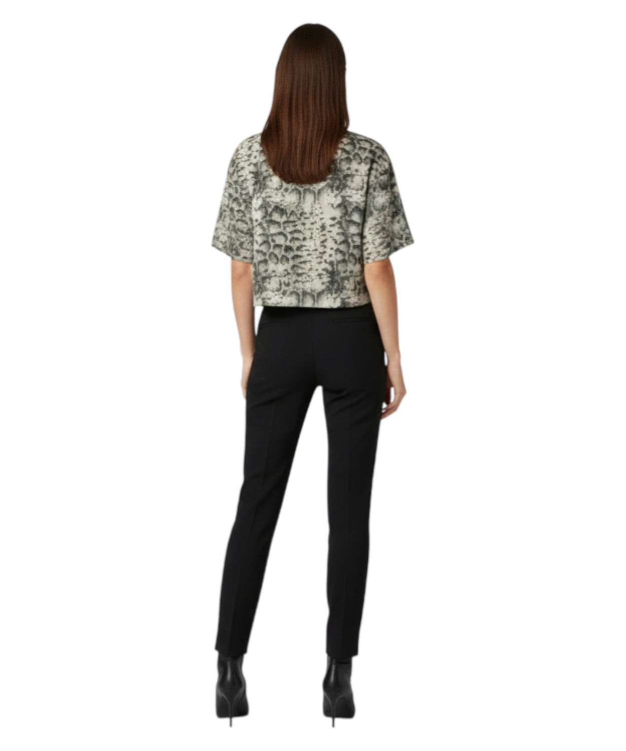 T-shirt Terni Crop Snake Print Pinko con Applicazioni