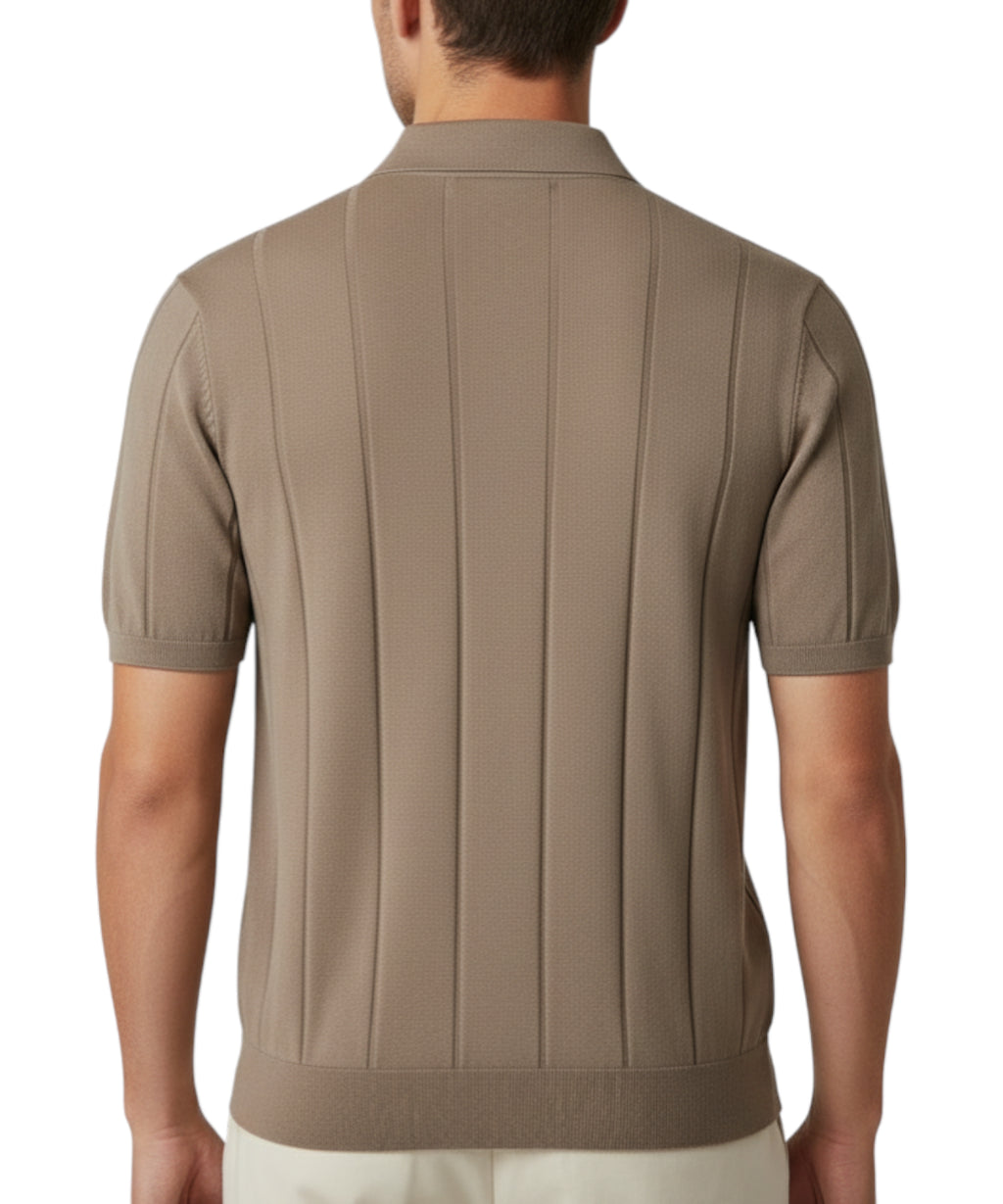 Polo Homme en Coton Crêpe Côtes Plates