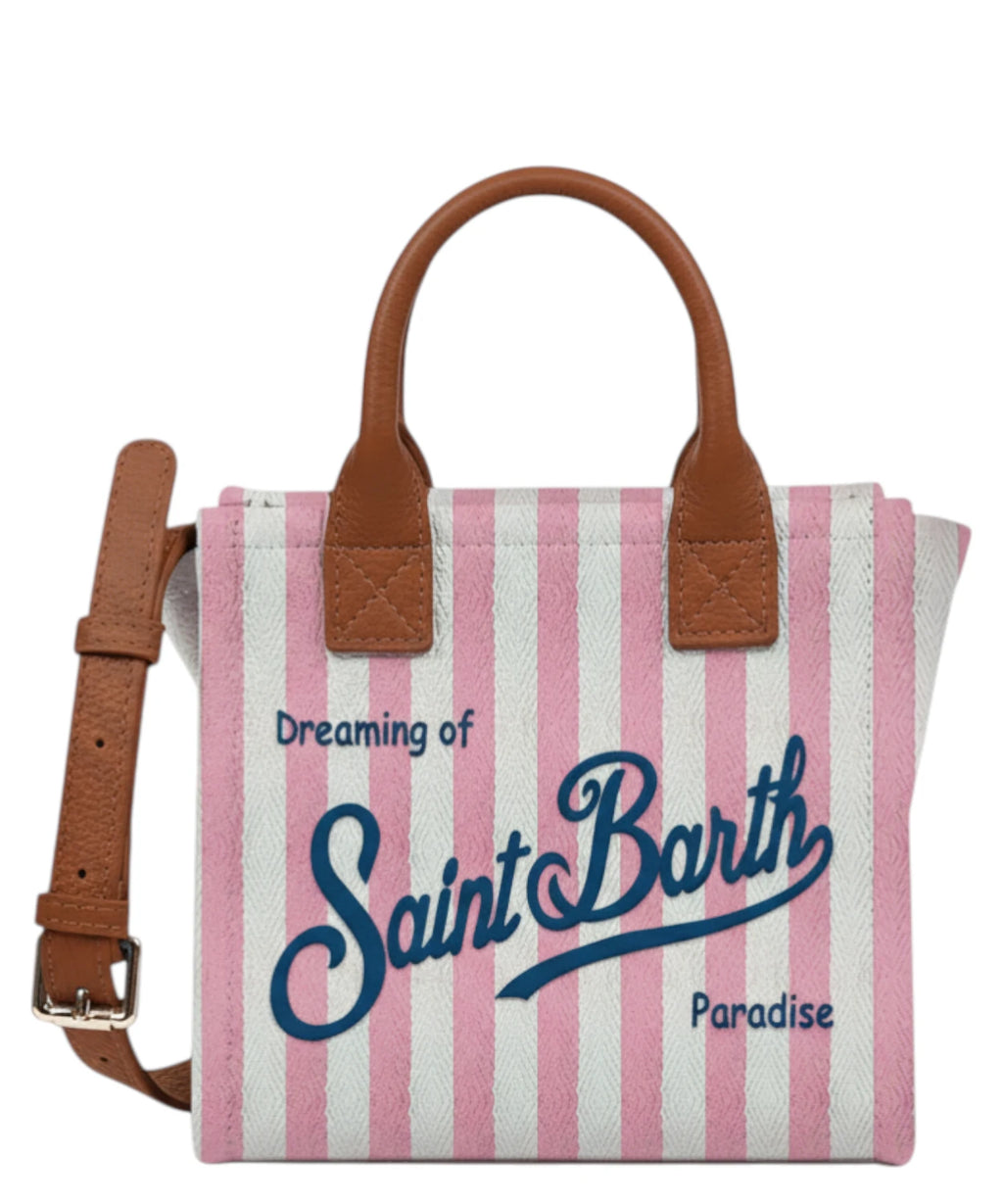 Sac MC2 Saint Barth Vanity Mini Stripes en cuir avec bandoulière