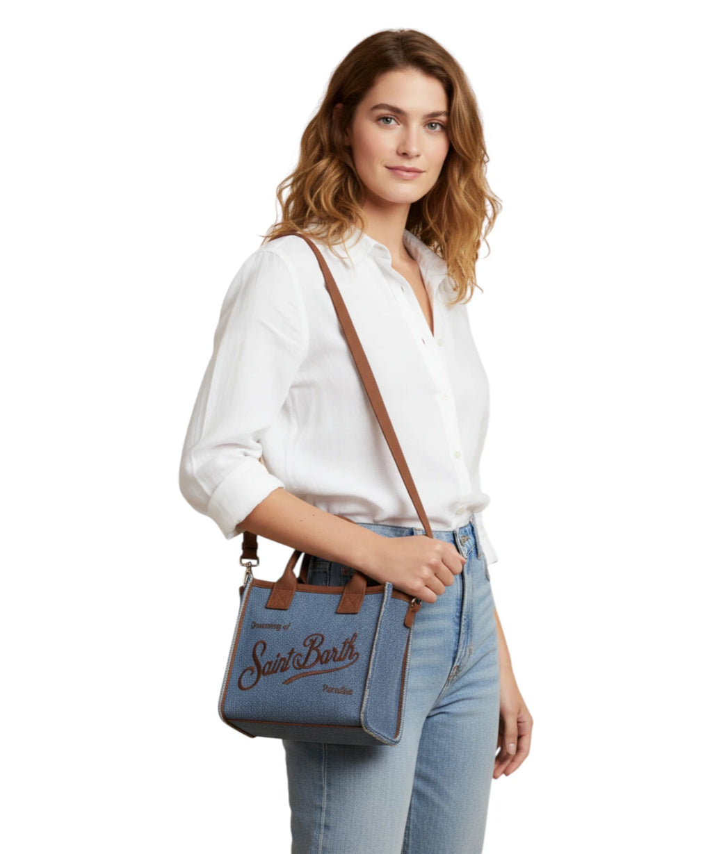 Sac Vanity Mini Denim MC2 Saint Barth avec bandoulière