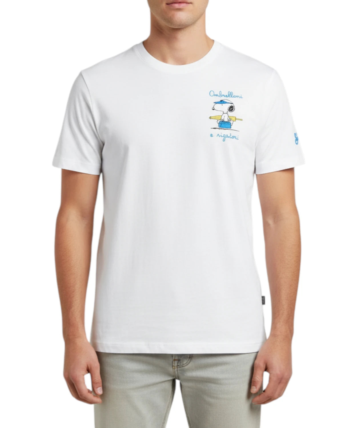 T-Shirt Portofino Uomo MC2 Saint Barth con Ricamo Snoopy