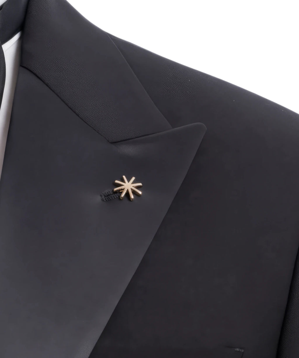 Manuel Ritz Costume Smoking Homme noir Slim Fit en Fresco Laine Stretch avec Revers à Lancia