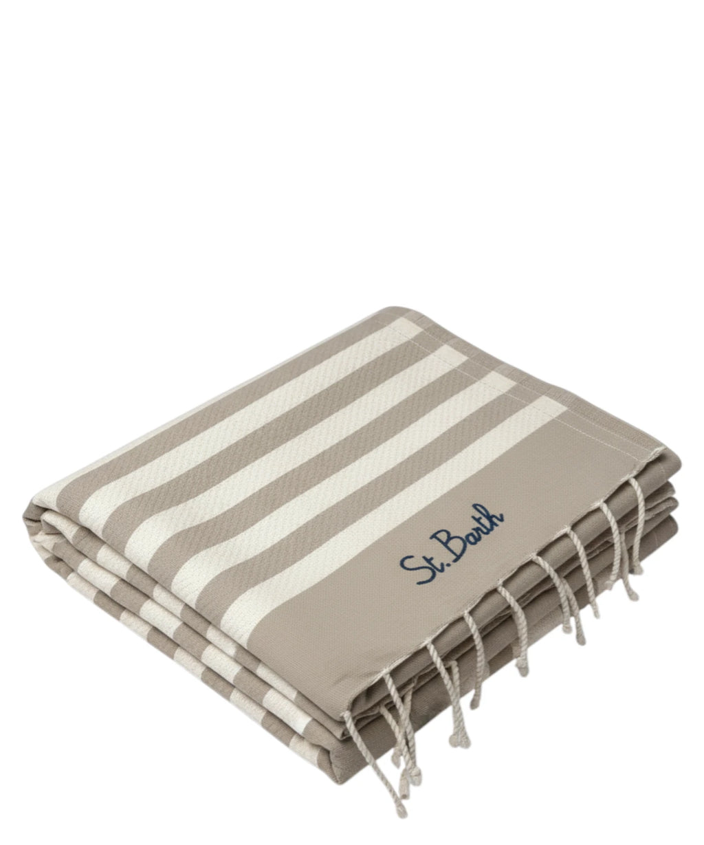 Serviette de plage MC2 Saint Barth avec franges et logo