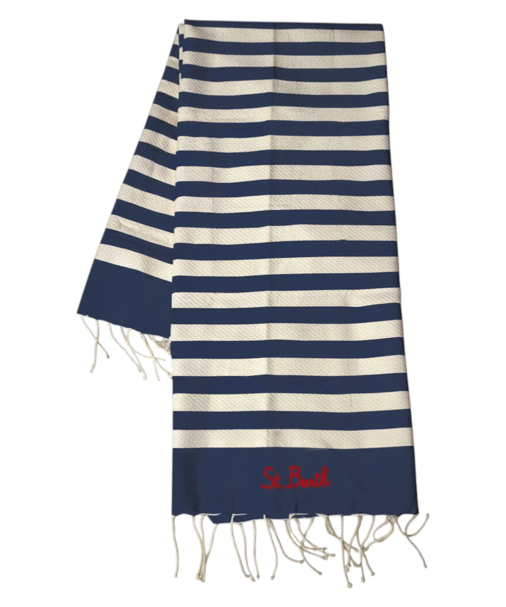 Serviette de plage MC2 Saint Barth avec franges et logo