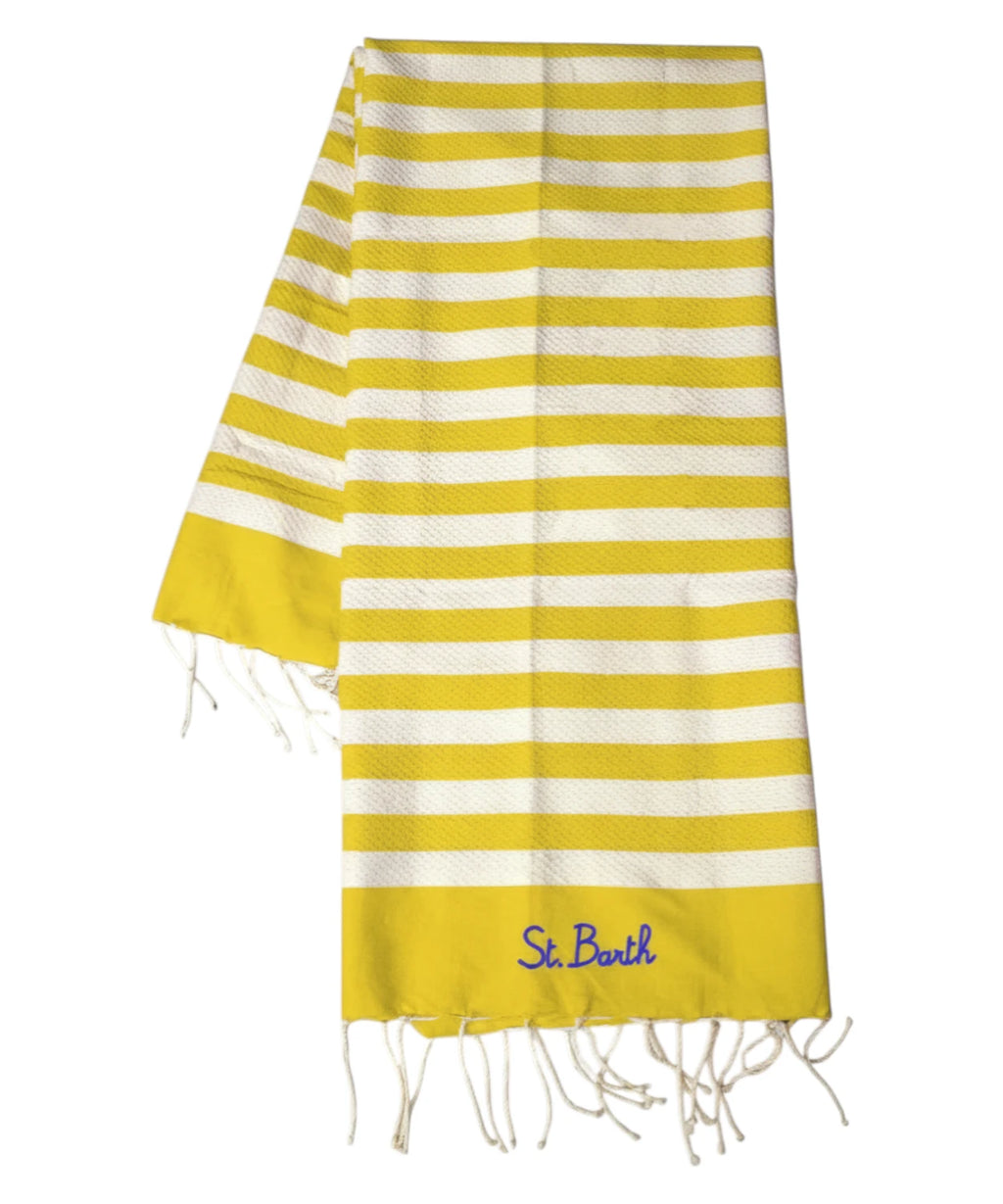 Serviette de plage MC2 Saint Barth avec franges et logo