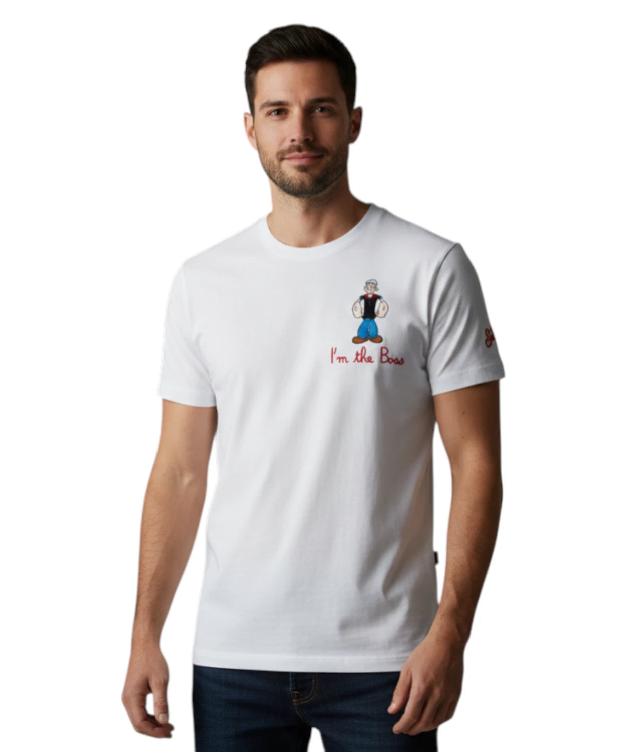 T-Shirt Uomo Portofino MC2 Saint Barth con Ricamo Popeye