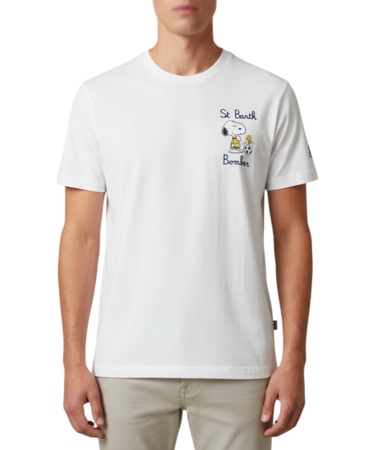 T-Shirt Uomo Portofino MC2 Saint Barth con Ricamo Snoopy