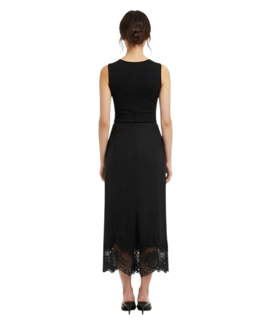 Jupe Twinset en lin avec détails en dentelle