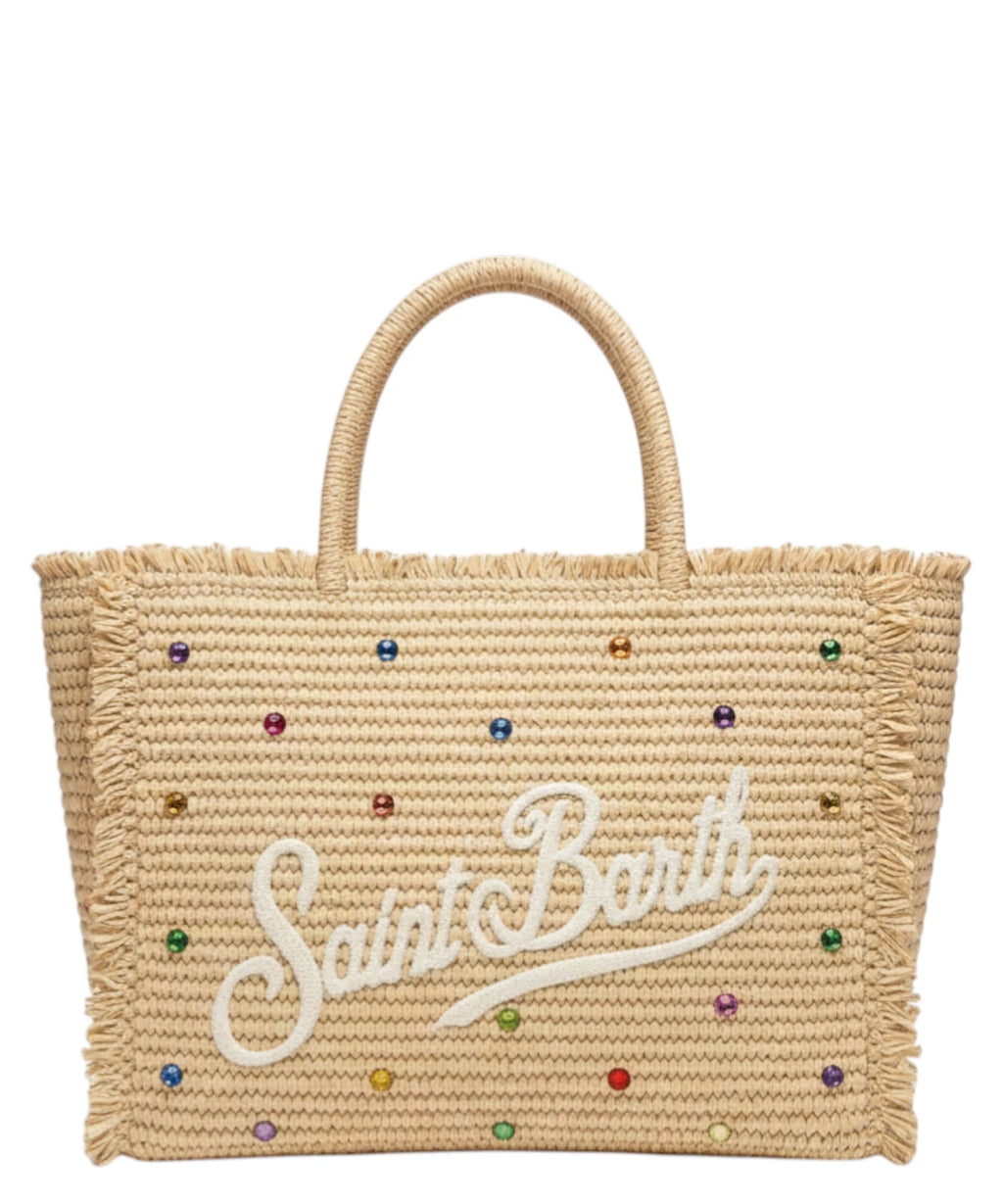 MC2 Saint Barth Vanity sac avec strass multicolore en raphia