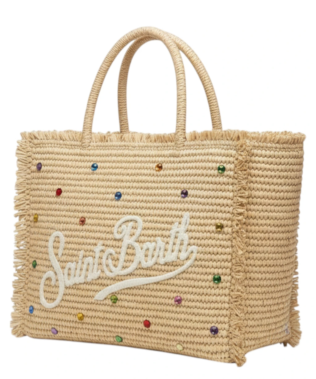MC2 Saint Barth Vanity sac avec strass multicolore en raphia