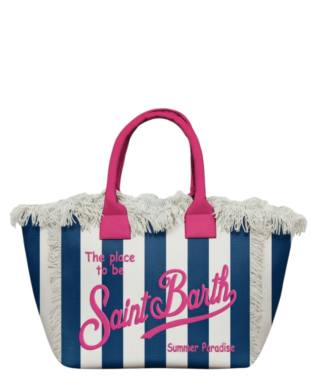 MC2 Saint Barth Vanity Bag en denim avec logo fuchsia