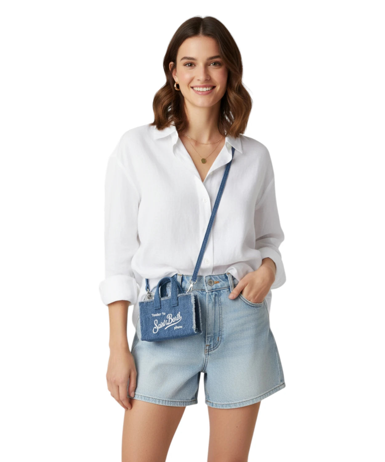 Phone Bag Denim MC2 Saint Barth con Tracolla