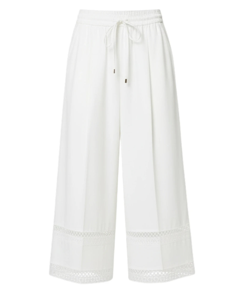 Pantalon large en popeline de coton avec broderie Twinset
