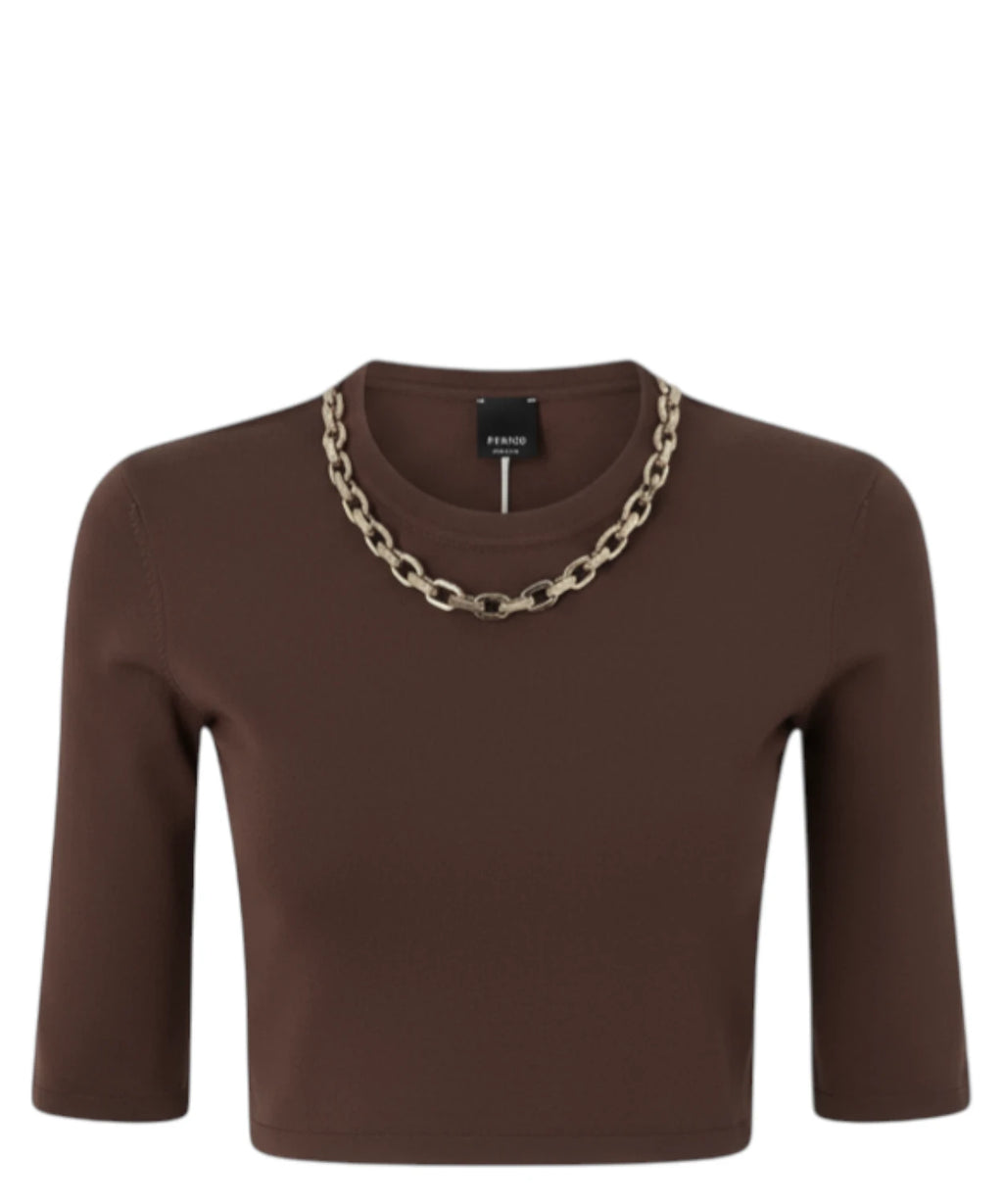Maglia Cropped Pinko KYMBERLY avec chaîne dorée