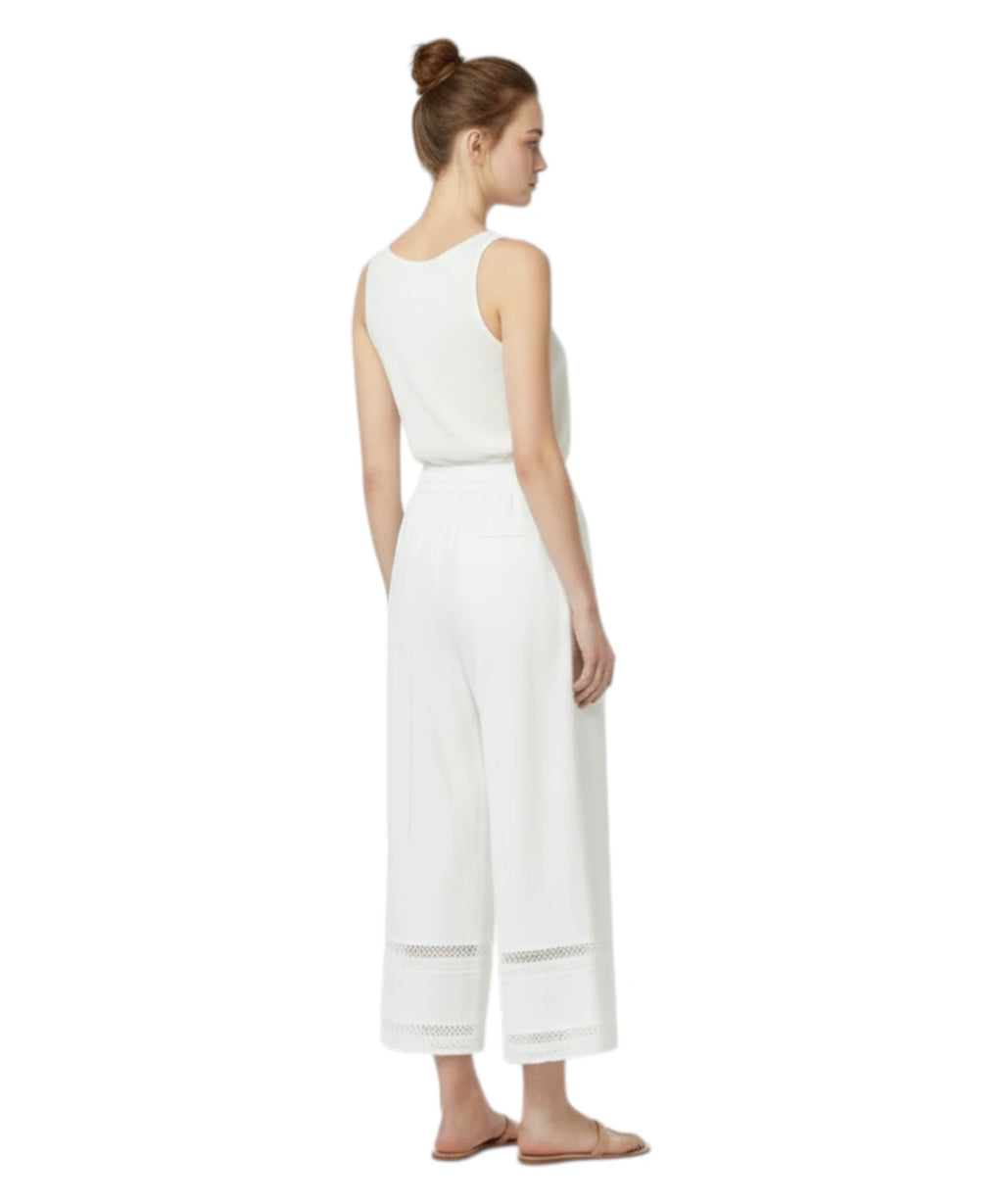 Pantalon large en popeline de coton avec broderie Twinset