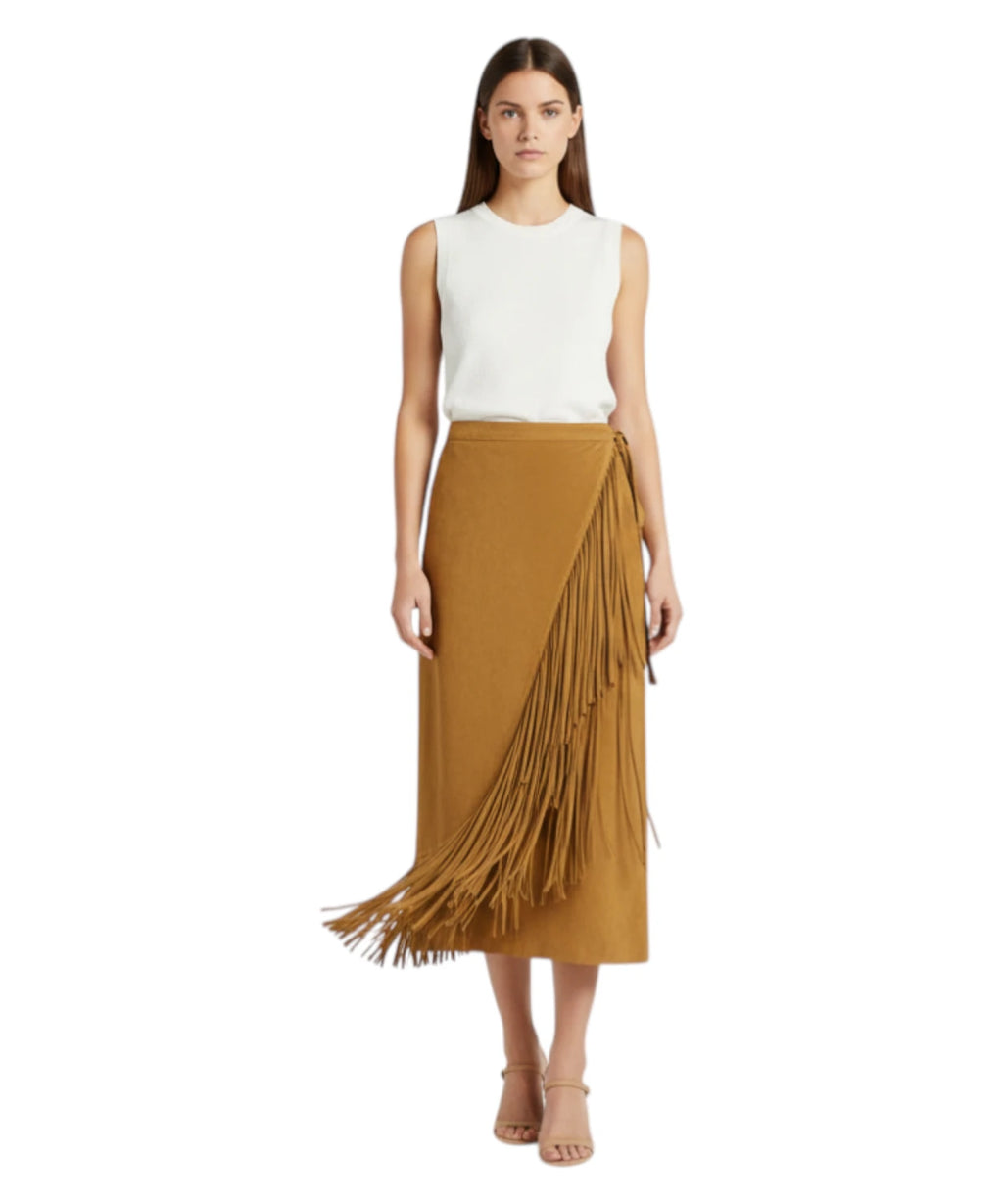 Jupe portefeuille Pinko Bacedasco avec franges