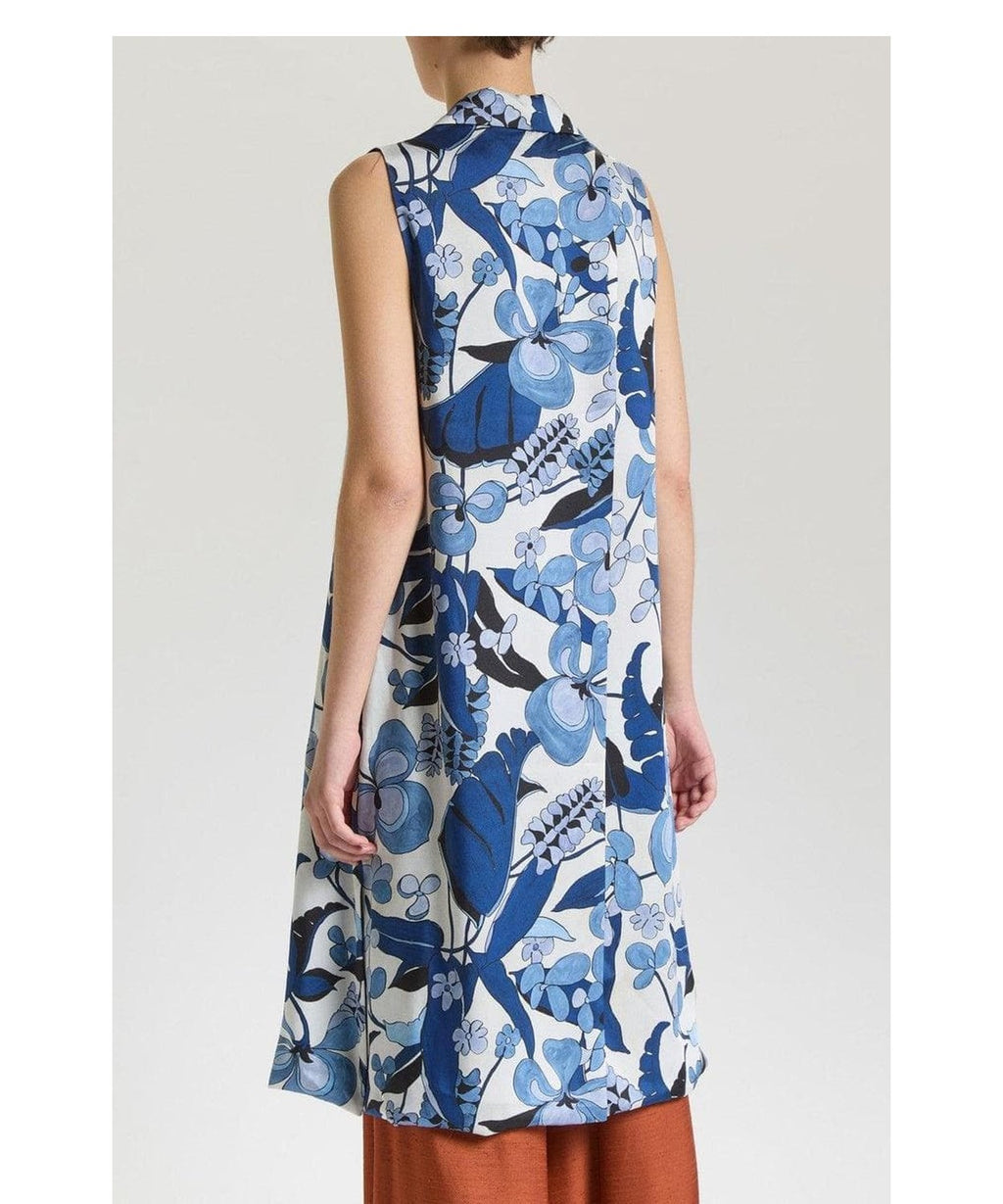 Gilet Reversibile Sugar Jungle in Twill Stampato Celeste Latte Blu 4