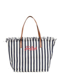 Shopper City MC2 Saint Barth en toile à rayures bleues