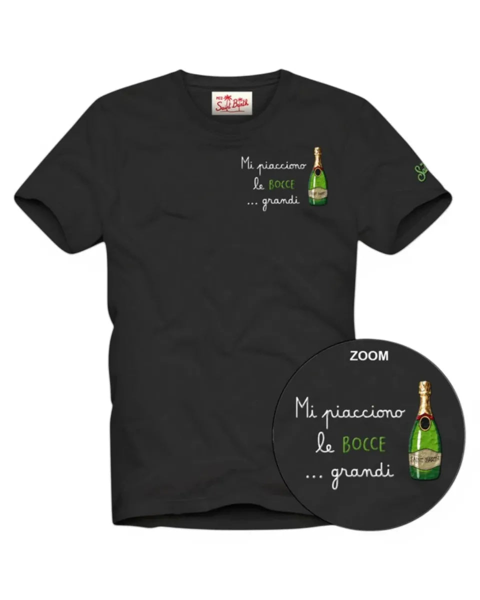 T-Shirt con Stampa "Mi Piacciono le Bocce" e Champagne-Mc2 Saint Barth-T-shirt-Vittorio Citro Boutique
