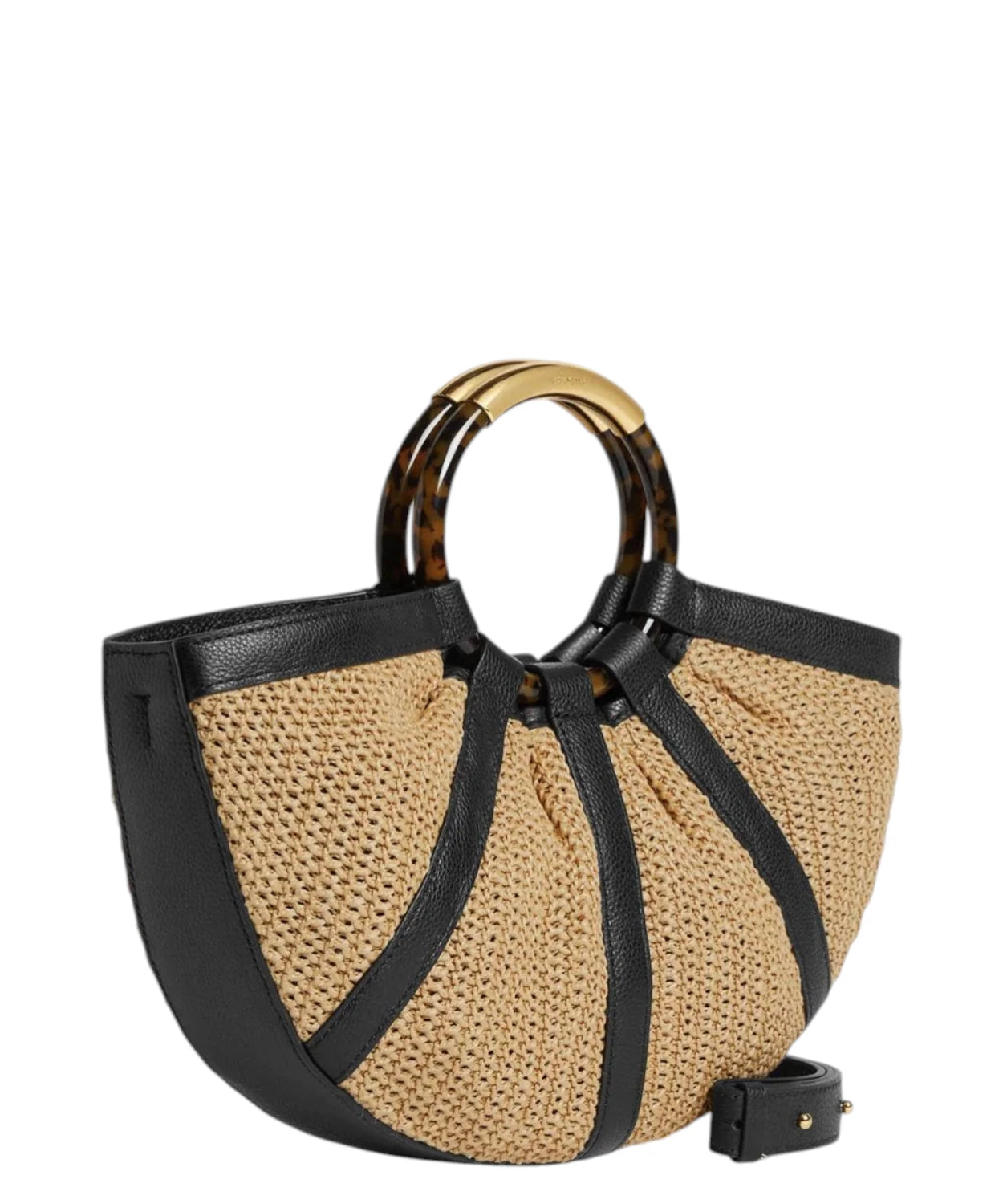 Borsa Coccinelle Shell Medium in Paglia e Pelle