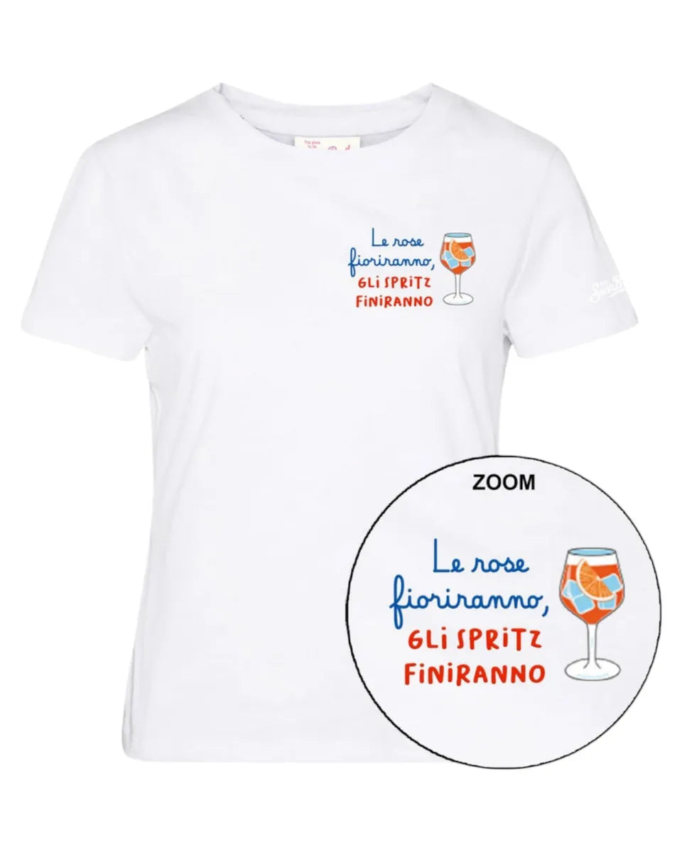 T-shirt Emilie "Le Rose Fioriranno, Gli Spritz Finiranno"-Mc2 Saint Barth-T-shirt-Vittorio Citro Boutique