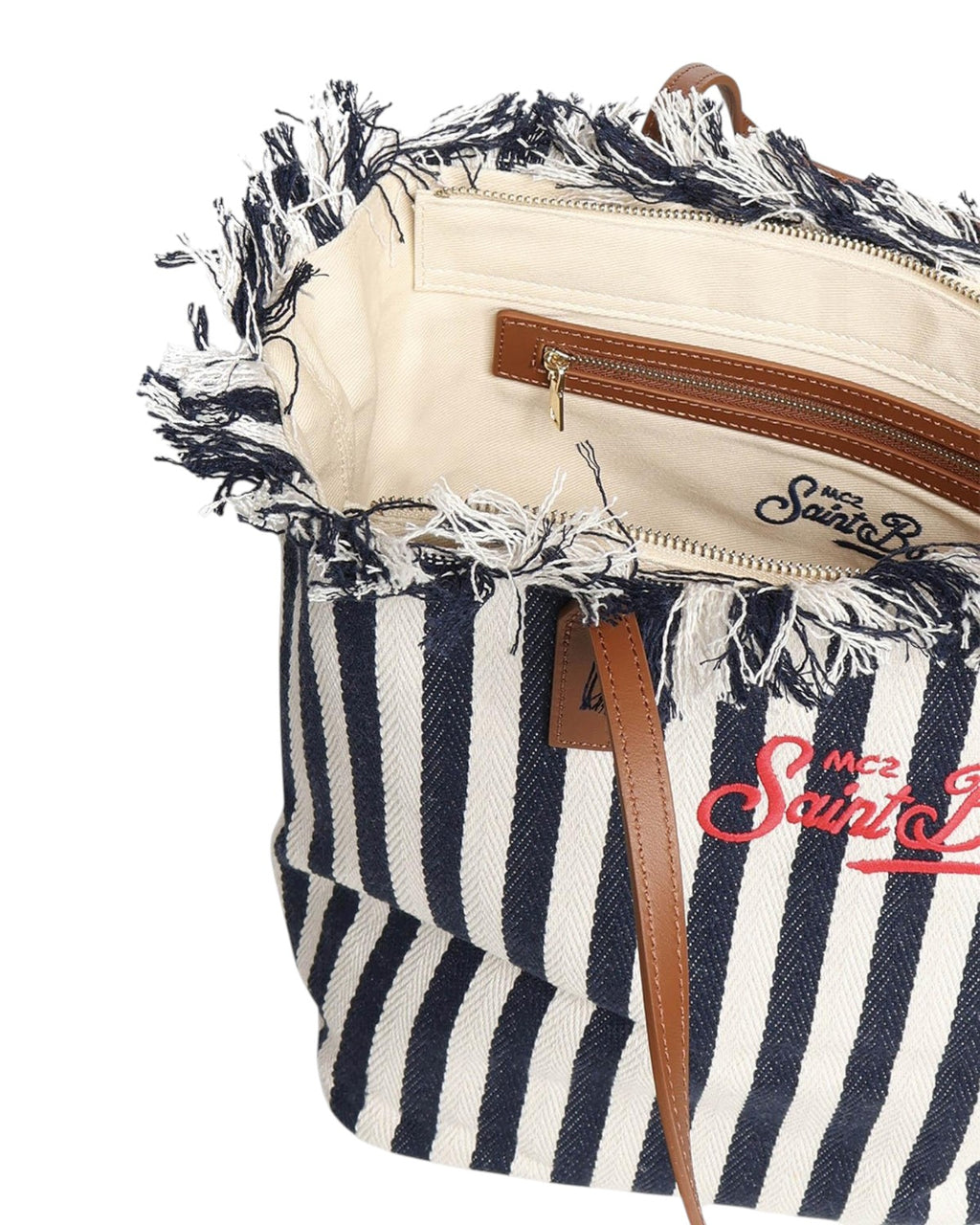 Shopper City MC2 Saint Barth en toile à rayures bleues