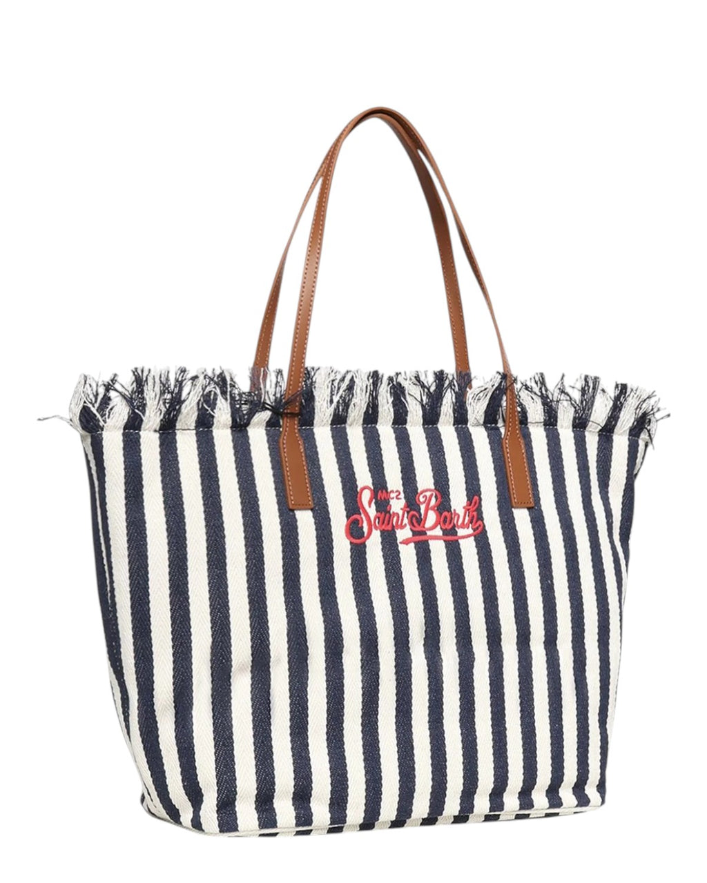 Shopper City MC2 Saint Barth en toile à rayures bleues