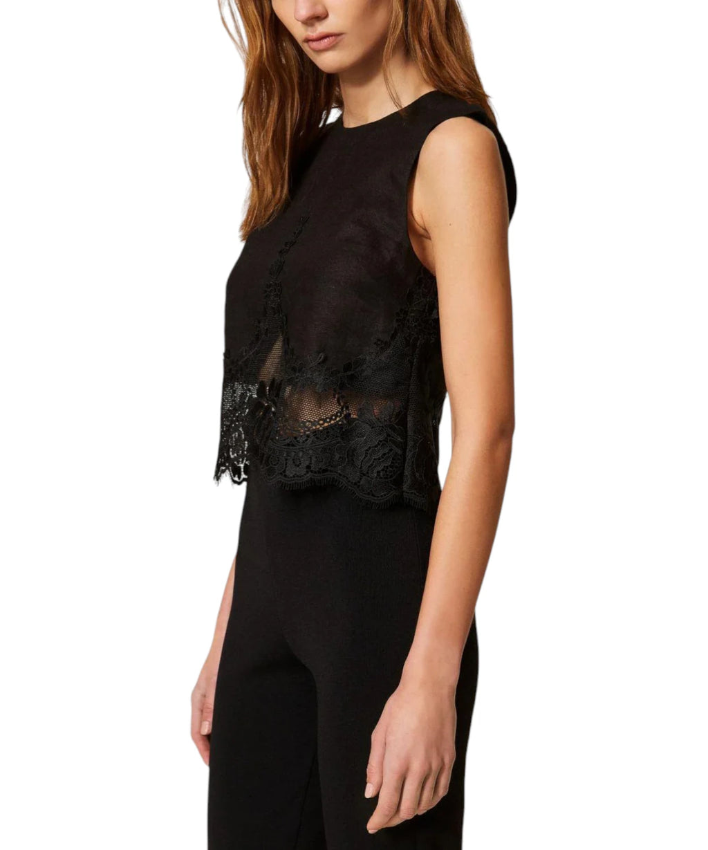 Top femme Twinset en dentelle élégante